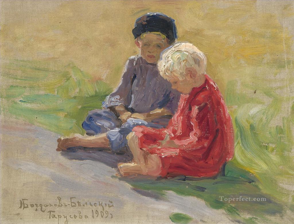 playing children Nikolay Bogdanov Belsky Oil Paintings
